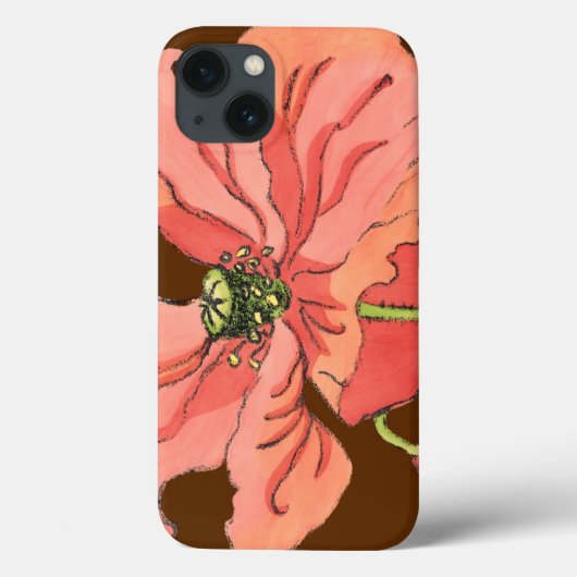 大きなピンク色の花と深い赤 Case-Mate iPhoneケース (裏面)