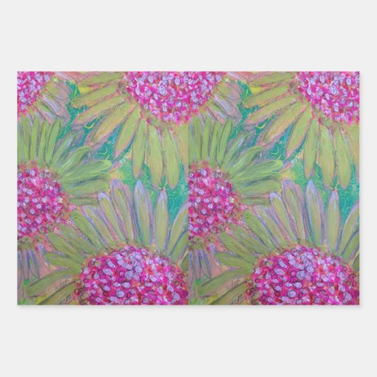 大きなピンク色の花 ラッピングペーパーシート (正面)