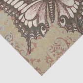 大きなピンク色の茶色の蝶が巻物に付ビクトリアンいている 薄葉紙 (詳細)