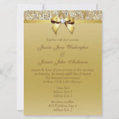 大きなフェイク金ゴールドシークインとボー結婚ズ 招待状 (裏面)