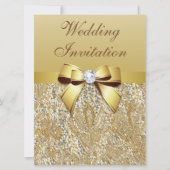 大きなフェイク金ゴールドシークインとボー結婚ズ 招待状 (正面)