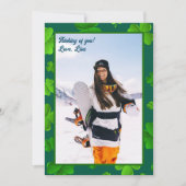 大きなフォトグリーンクローバーパーソナライズされたグリーティングカード 招待状 (正面)