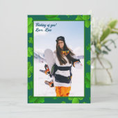 大きなフォトグリーンクローバーパーソナライズされたグリーティングカード 招待状 (スタンド正面)