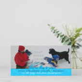 大きなフォトホルダー水平ブルークリスマス シーズンカード (スタンド正面)