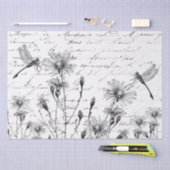 大きなフランスのスクリプトワイルドフラワードラゴンフライ 薄葉紙 (クラフト)