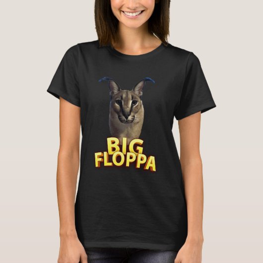 大きなフロッパ カラカル 猫 Tシャツ (正面)