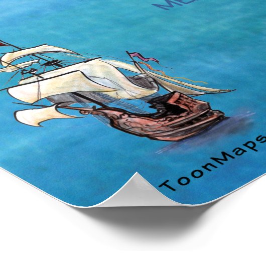 大きなフロリダの漫画の地図のポスター ポスター (角)