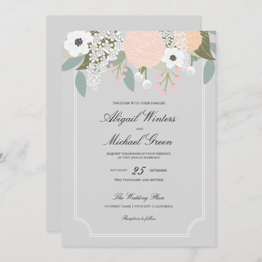 大きなフローラ結婚式招待状 招待状 (正面/裏面)