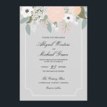 大きなフローラ結婚式招待状 招待状<br><div class="desc">5 x 7グレーのフローラ上の結婚式招待状。カスタマイズ。背景色と文字は変更できる。コレクション結婚の一部。</div>