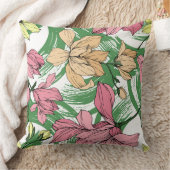 大きなブラシ絵画の緑の背景マグノリア クッション (ブランケット)