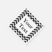 大きなブラックシェブロンデザインとカスタム文字 スタンダードカクテルナプキン (角)