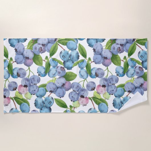 大きなブルーベリーの果実  ビーチタオル (正面)