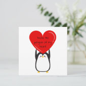 大きなペンギンを持っている可愛い赤いハート – 四角いカード シーズンカード (スタンド正面)