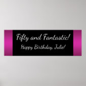 大きなホットピンクの誕生日パーティバナー ポスター (正面)