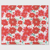 大きなポインセチア模様クリスマス ラッピングペーパー (フラット)