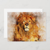 大きなマネ水色のオスのライオンポートレート ポストカード (正面/裏面)