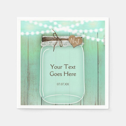 大きなメイスンジャー&ライツミント素朴ズ結婚 スタンダードカクテルナプキン (正面)