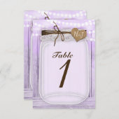 大きなメイソンジャーとライト ラベンダー テーブルナンバー (正面/裏面)