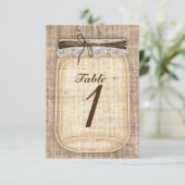大きなメイソンジャー & バルコニー ラックの素朴なテーブルナンバー 招待状 (スタンド正面)