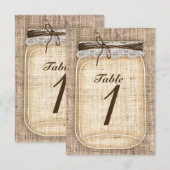大きなメイソンジャー & バルコニー ラックの素朴なテーブルナンバー 招待状 (正面/裏面)