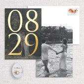 大きなモダン日付の写真その日付を保存 箔招待状