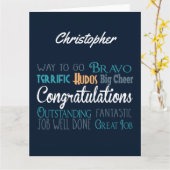 大きなモノグラムおめでとうグリーティングカード カード (黄色い花)