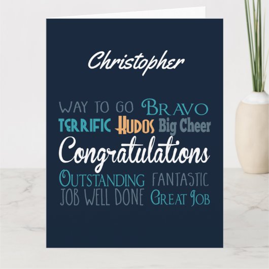 大きなモノグラムおめでとうグリーティングカード カード (正面)