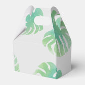 大きなモンステラの葉のグリーン ボタニカル ウェディング フェイバーボックス (裏面サイド)