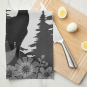 大きなラックが森から出る鹿 キッチンタオル (四つ折り)