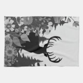 大きなラックが森から出る鹿 キッチンタオル (横)