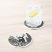 大きなラックが森から出る鹿 コースター (側面)