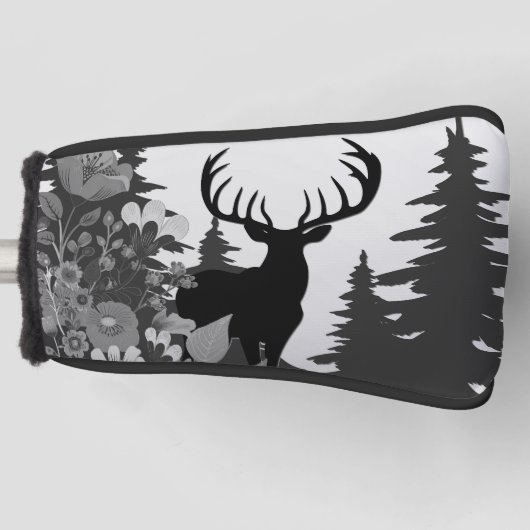 大きなラックが森から出る鹿 ゴルフヘッドカバー (正面)