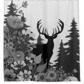 大きなラックが森から出る鹿 シャワーカーテン (正面)