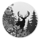 大きなラックが森から出る鹿 セラミックノブ (正面)