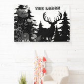 大きなラックを持つ鹿の森から出るザ・ロッジカスタム 横断幕 (インサイチュ)