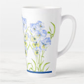 大きなラテマグカップに氷のような青いパンジー カフェラテマグ (右)