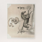 大きなリボンを飛び越えるサーカスのパフォーマー ジグソーパズル (縦)