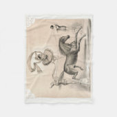 大きなリボンを飛び越えるサーカスのパフォーマー フリースブランケット (正面)