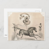 大きなリボンを飛び越えるサーカスのパフォーマー ポストカード (正面/裏面)