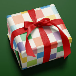 大きなレインボーカラフルチェッカーボードパターン ラッピングペーパー