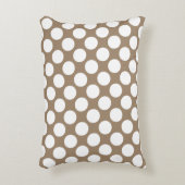 大きなレトロなドット – 白とタウペタン アクセントクッション (正面(垂直))