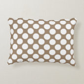 大きなレトロなドット – 白とタウペタン アクセントクッション (裏面)
