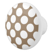 大きなレトロなドット – 白とタウペタン セラミックノブ (右)