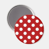 大きなレトロドット赤と白- マグネット (正面/裏面)