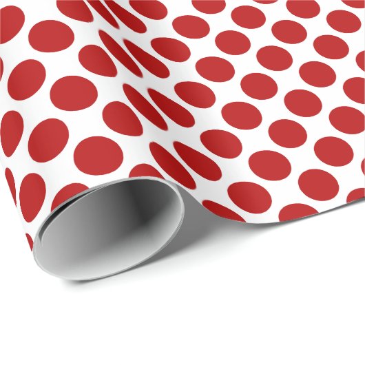 大きなレトロドット赤と白- ラッピングペーパー (ロールコーナー)