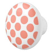 大きなレトロドット – コーラルピンクと白 セラミックノブ (右)