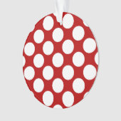 大きなレトロドット – 白と赤 オーナメント (正面)