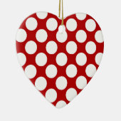 大きなレトロドット – 白と赤 セラミックオーナメント (右)