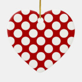大きなレトロドット – 白と赤 セラミックオーナメント (裏面)