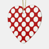 大きなレトロドット – 白と赤 セラミックオーナメント (左)